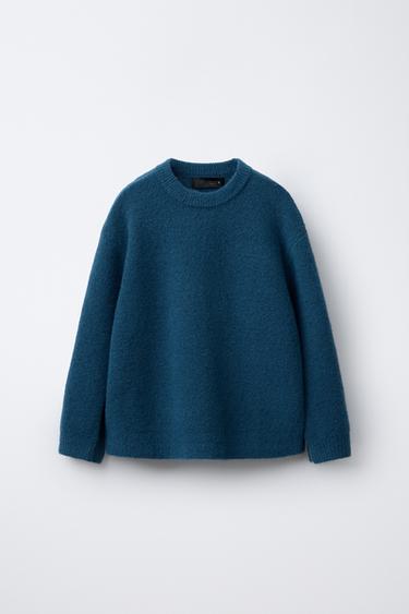 Zara SOFT WOOL KNIT SWEATER - Bluish