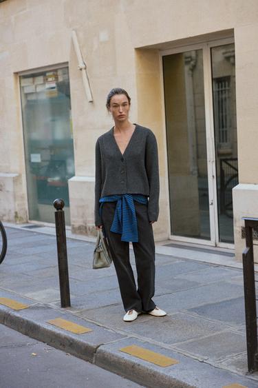 V-NECK CARDIGAN - Anthracite grey by Zara - Image 0