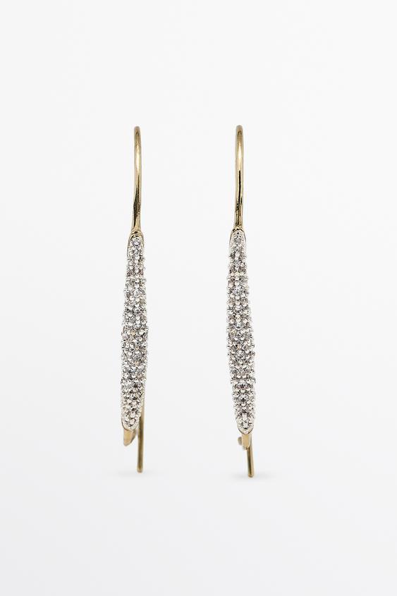 Zara Oval crystal earrings - Golden - Image 0