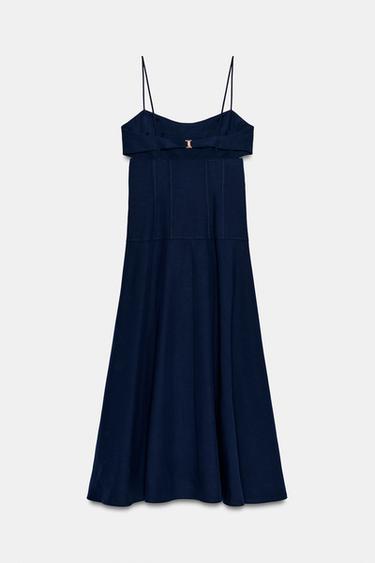 ROBE MI-LONGUE BRETELLES CUT OUT - Bleu encre de Zara - Image 7
