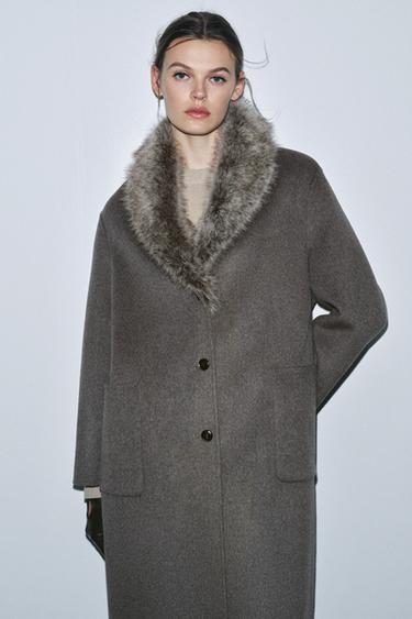 MANTEAU EN MÉLANGE DE LAINE ZW COLLECTION ÉDITION LIMITÉE - Gris taupe de Zara - Image 1