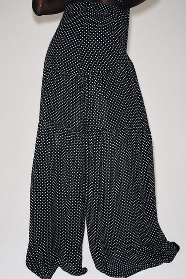ZW COLLECTION PLEATED DOTS TROUSERS - Black / White by Zara - Image 3