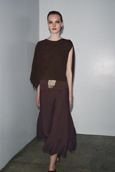 Zara KNIT MIDI DRESS - Dark eggplant