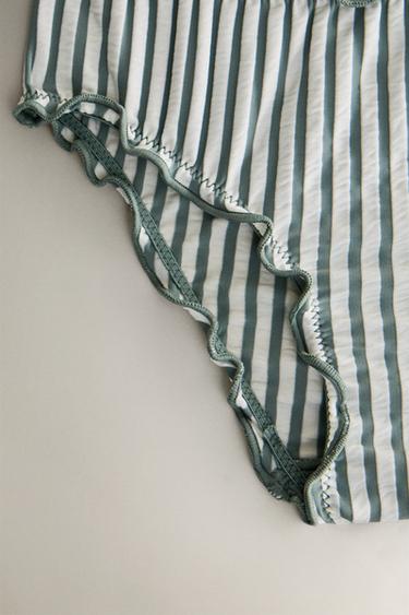 CHILDREN'S STRIPED RUFFLED BEACH BIKINI BOTTOMS - Ecru / Green by Zara - Image 3