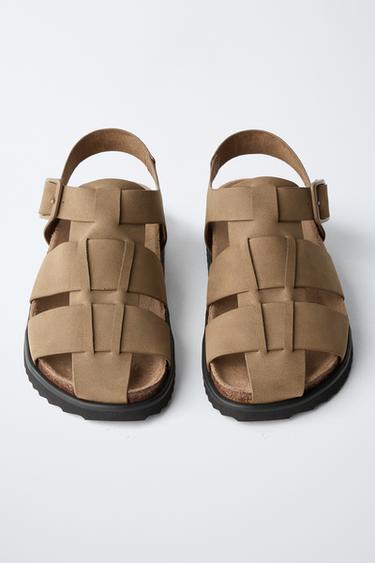 Zara BUCKLED FISHERMAN SANDALS - Brown