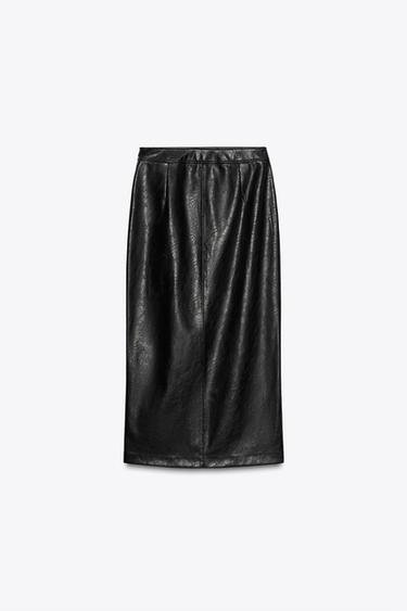FAUX LEATHER MIDI SKIRT - Black by Zara - Image 8