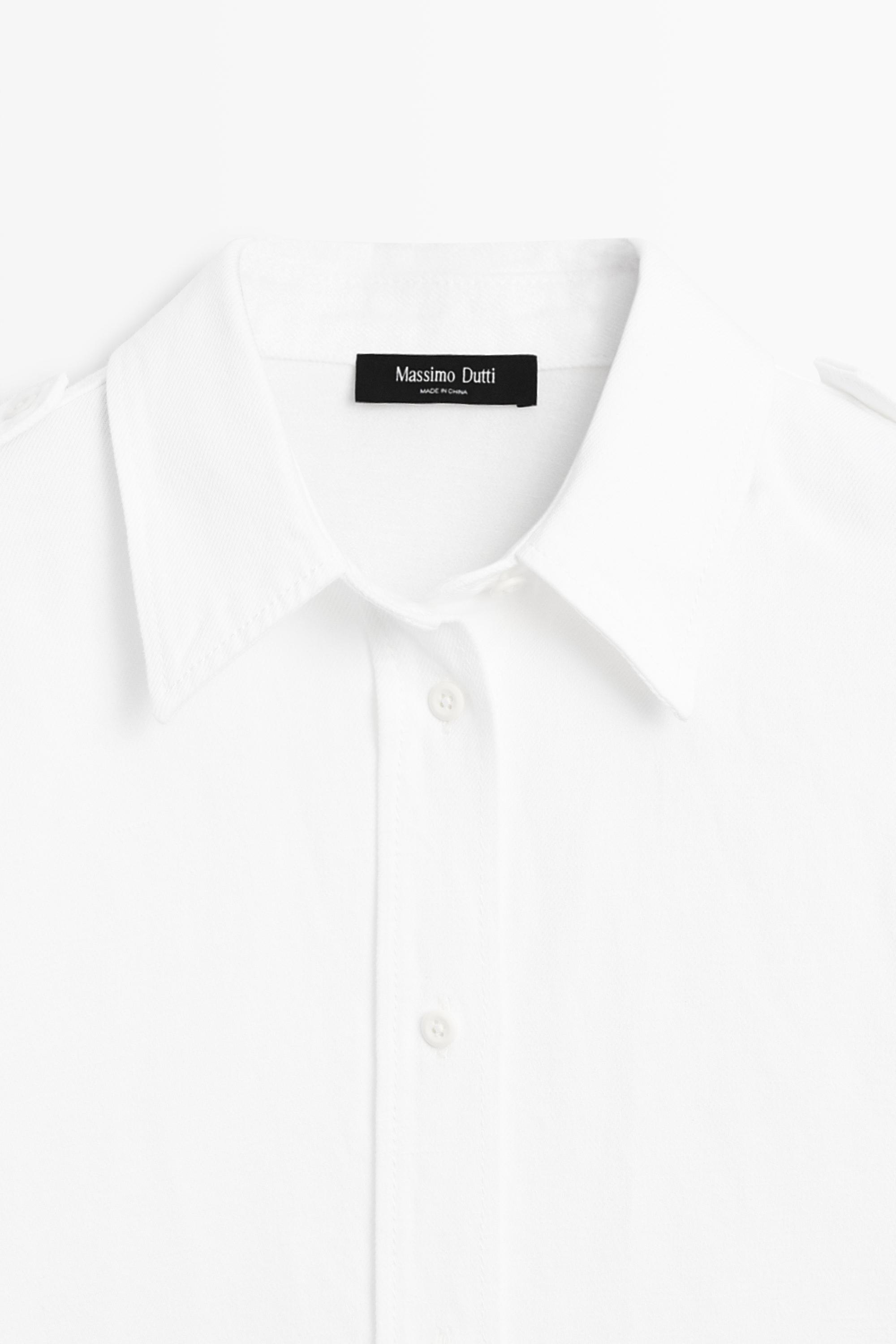 Cotton and linen blend shirt with shoulder detail