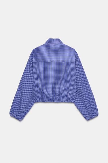 CHEMISE À CARREAUX ET MANCHES BOUFFANTES - Bleu roi de Zara - Image 7
