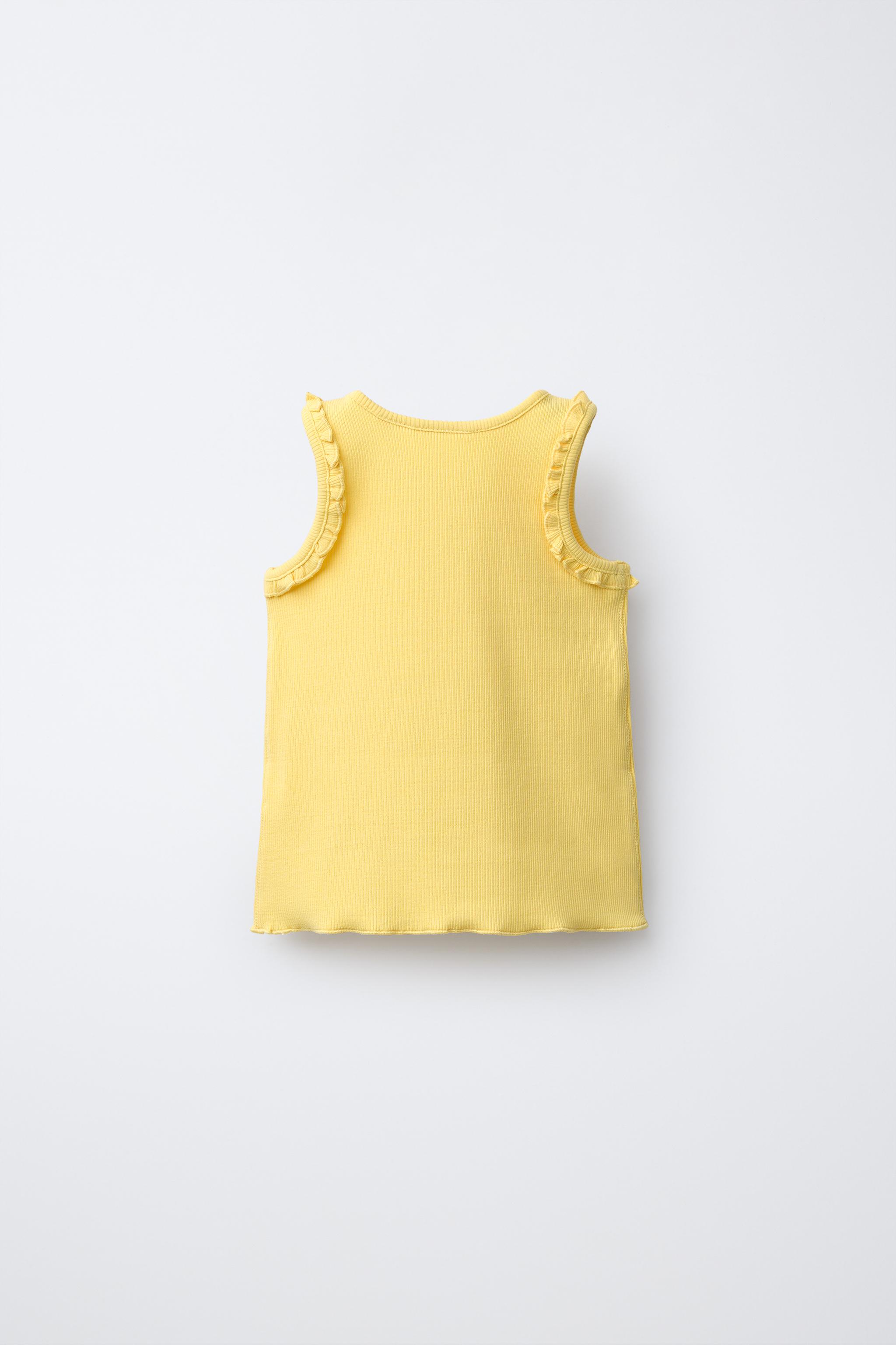 EMBROIDERED RIB SLEEVELESS T-SHIRT - White | ZARA India