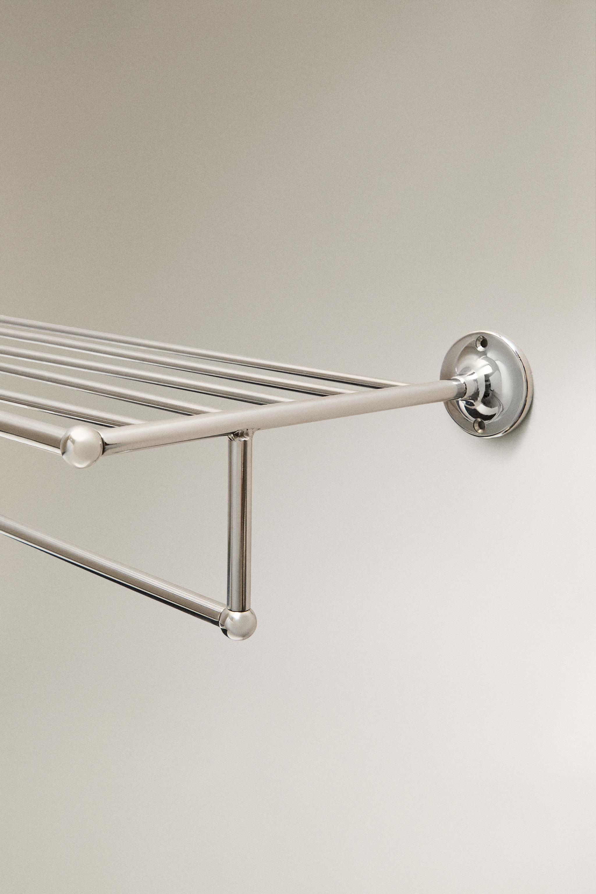 SILVER METAL BATH SHELF — Silver