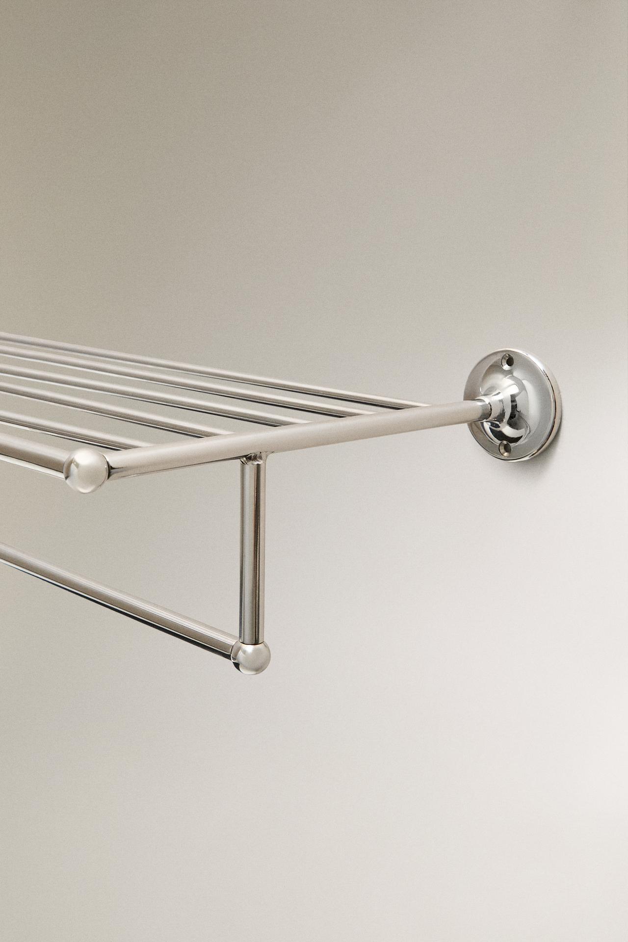 SILVER METAL BATH SHELF — Silver