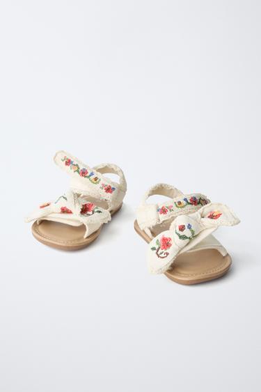 EMBROIDERED SANDALS - Ecru White by Zara - Image 3