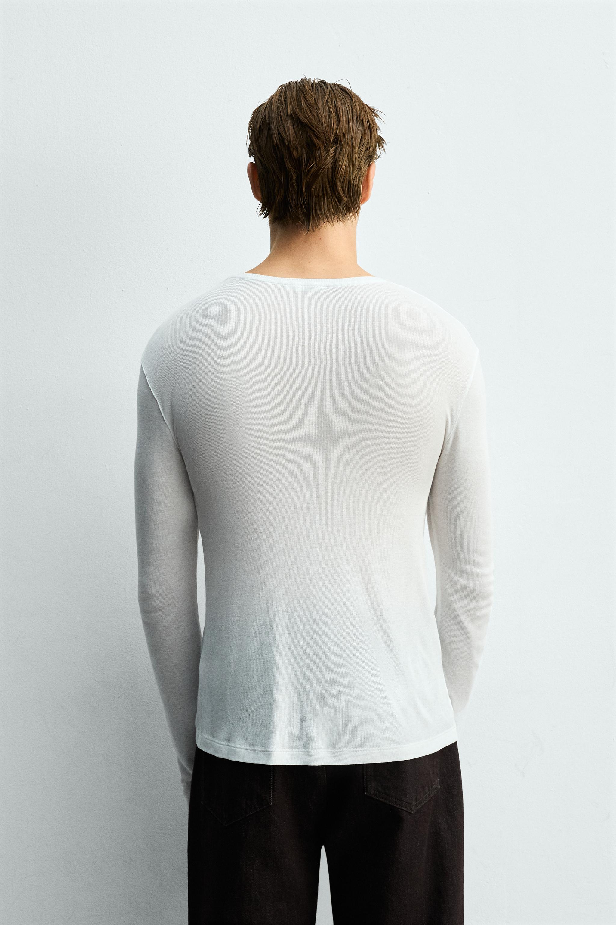 VISCOSE TEXTURED LONG SLEEVE T-SHIRT