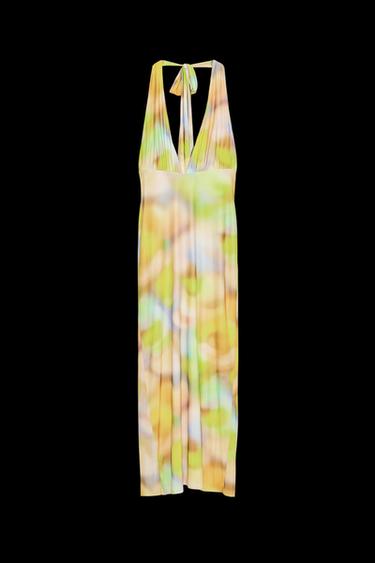 MIDI-NECKHOLDERKLEID AUS TÜLL MIT PRINT - Bunt von Zara - Bild 0