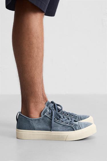 DISTRESSED FABRIC TRAINERS - Blue by Zara - Image 0