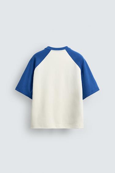 COLOUR BLOCK T-SHIRT - Blue by Zara - Image 8