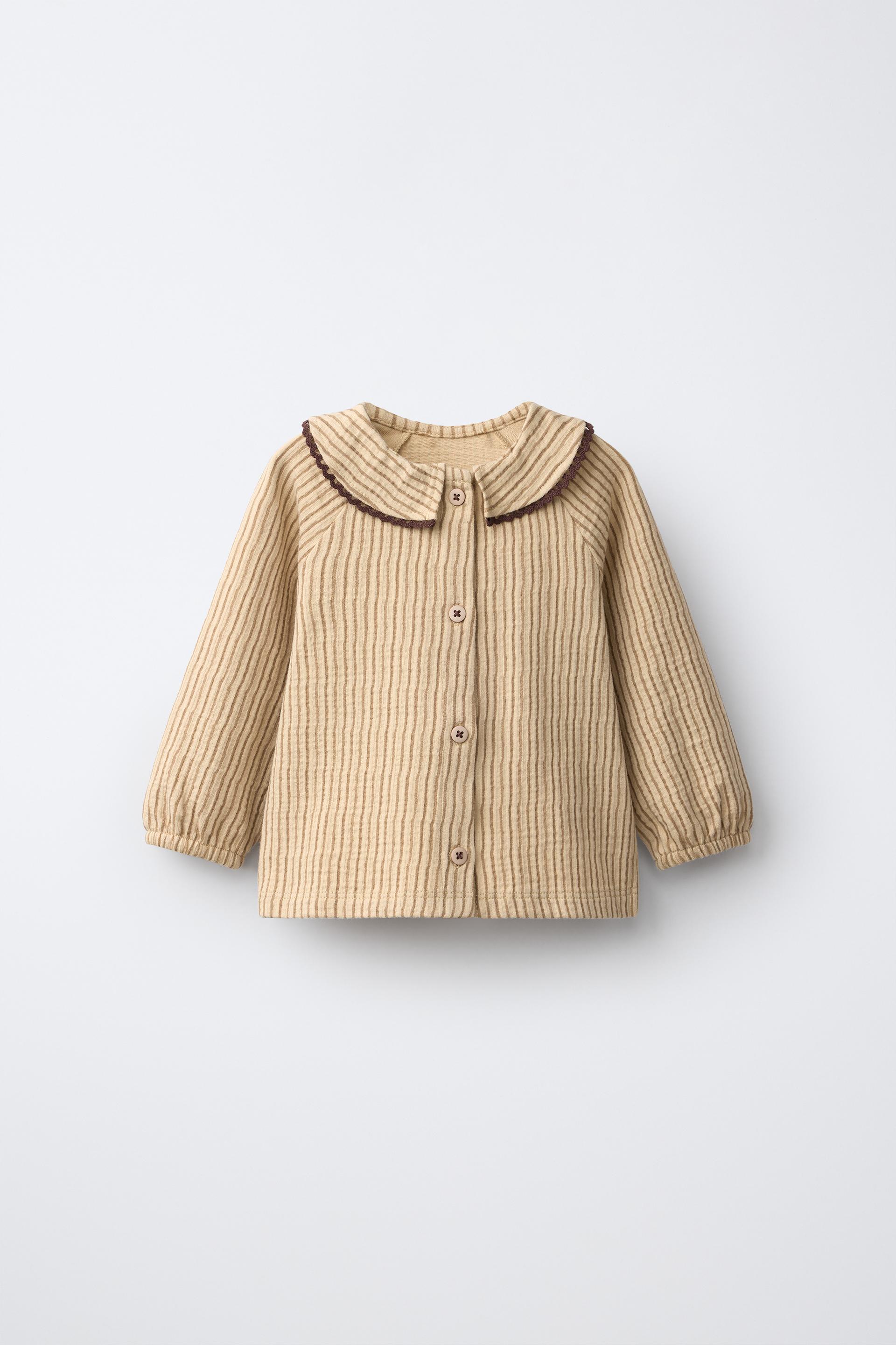 Textured Striped Lace-Trim T-Shirt