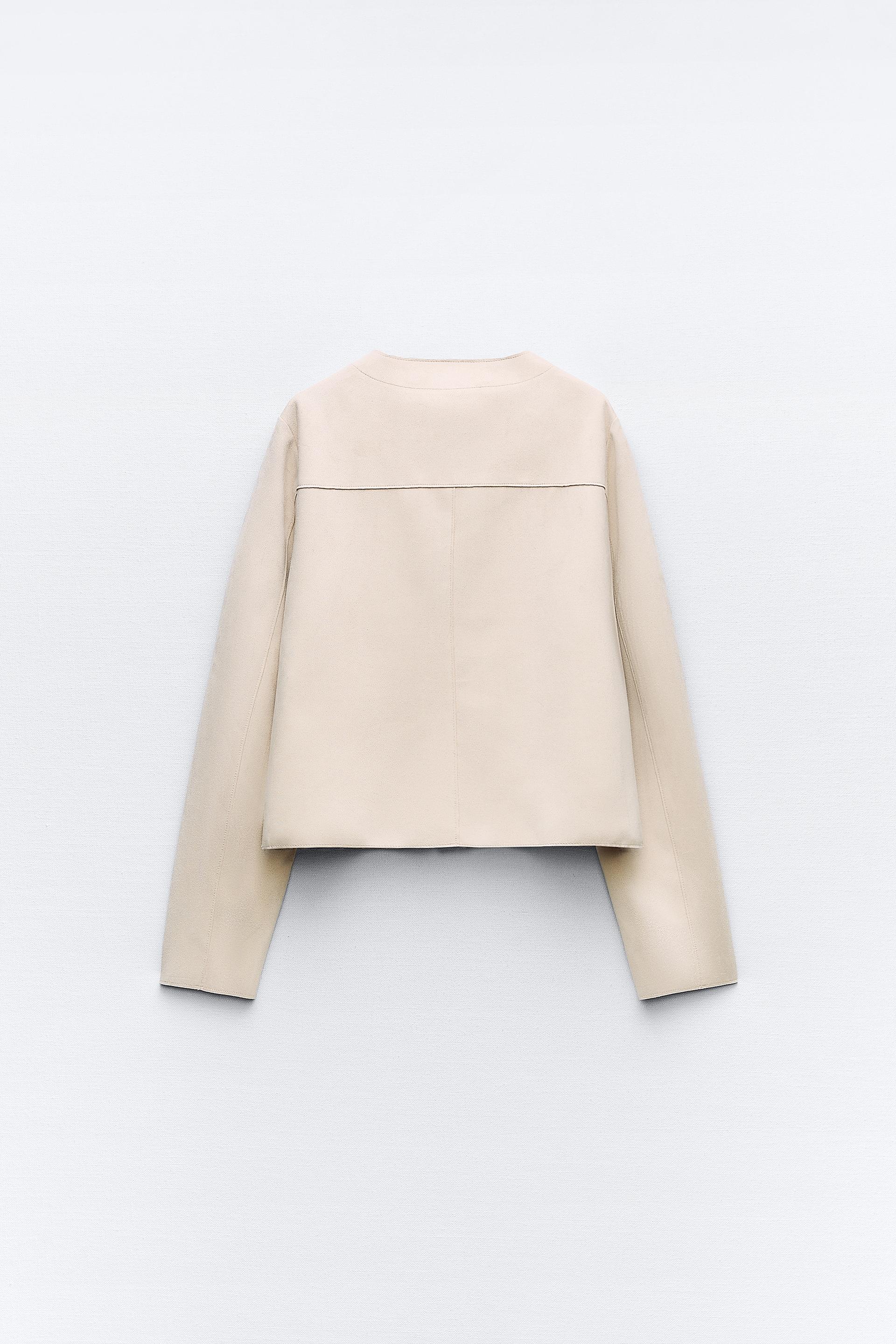 FAUX SUEDE SHORT JACKET - Light camel