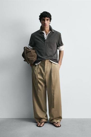 قميص بولو انسيابي - رمادي الخاص بـ Zara - صورة 0