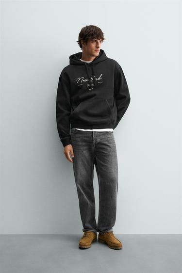 Zara PRINTED HOODIE SWEATSHIRT - Black - Image 0