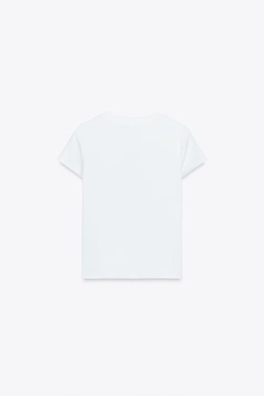 T-SHIRT WITH TEXT PRINT - White by Zara - Image 6