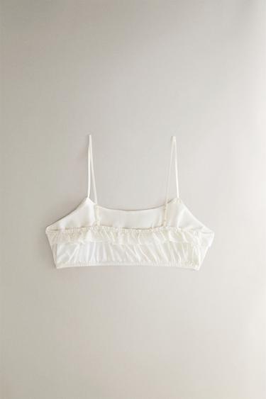 LACE RUFFLE CROP TOP — Ivory 2