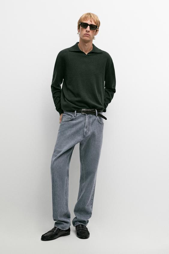 Zara 100% cashmere knit polo sweater - Bottle green - Image 0
