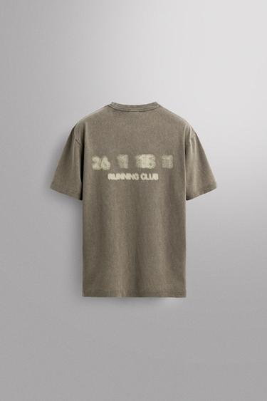 T-SHIRT RUNNING IMPRIMÉ GRAPHIQUE - Gris anthracite de Zara