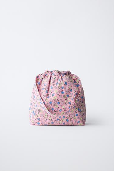 FLORAL AND TEXT PRINTED BAG - Pink / Lilac by Zara - Image 4