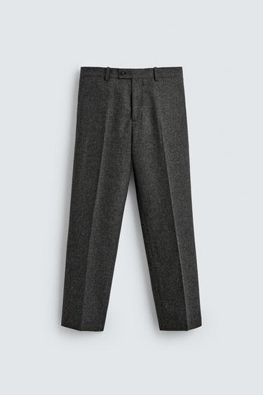 WOOL-BLEND TEXTURED SUIT TROUSERS - Anthracite Grey by Zara