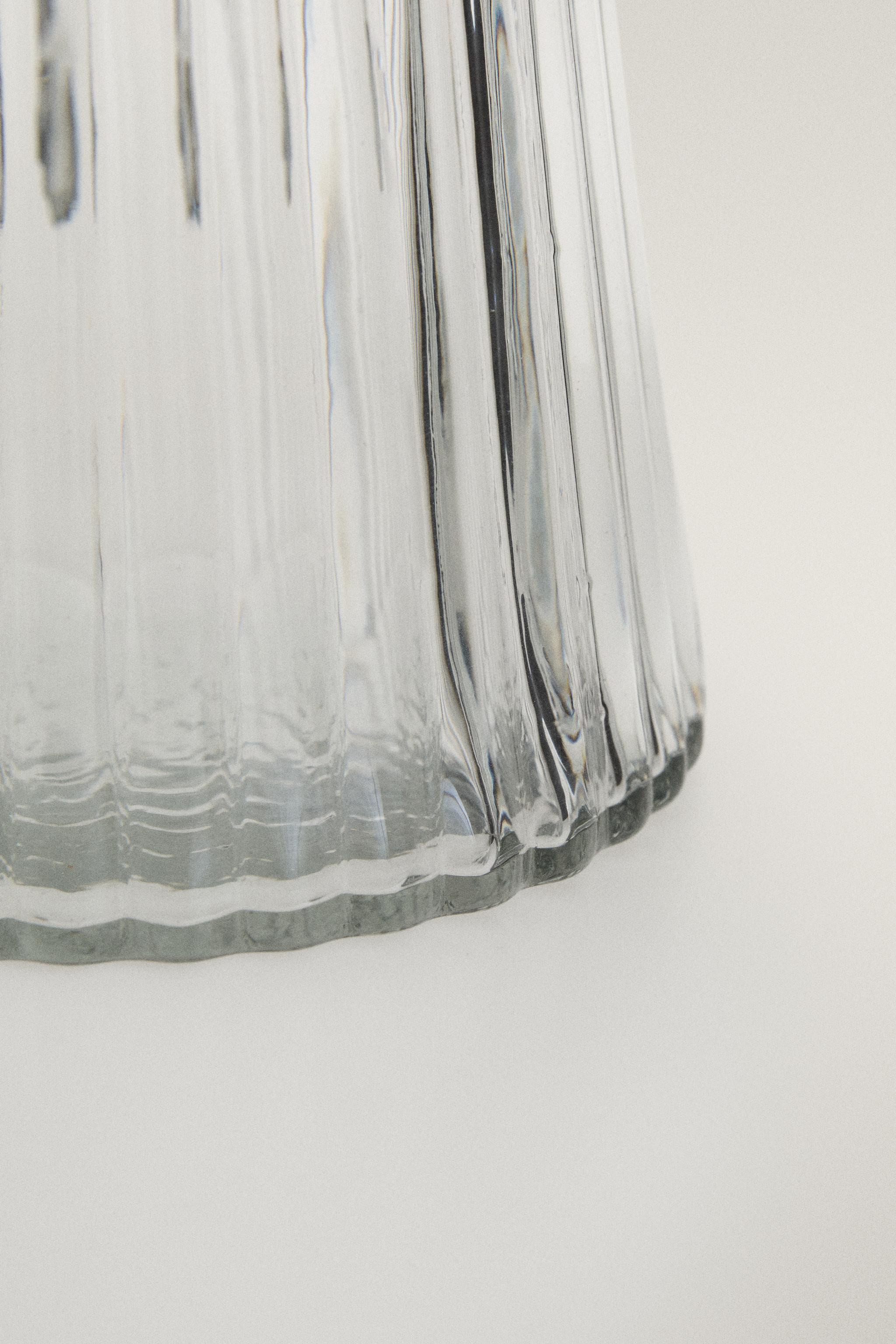 FACETED RAISED DESIGN GLASS PITCHER
