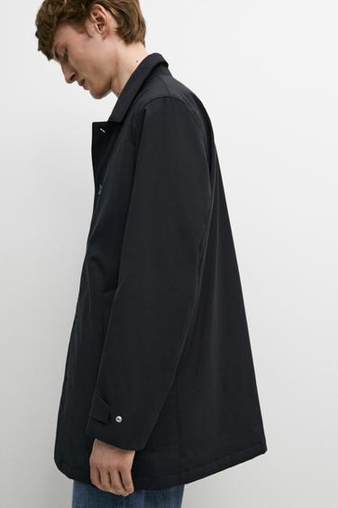 Zara Long collar detail trench coat - Dark navy