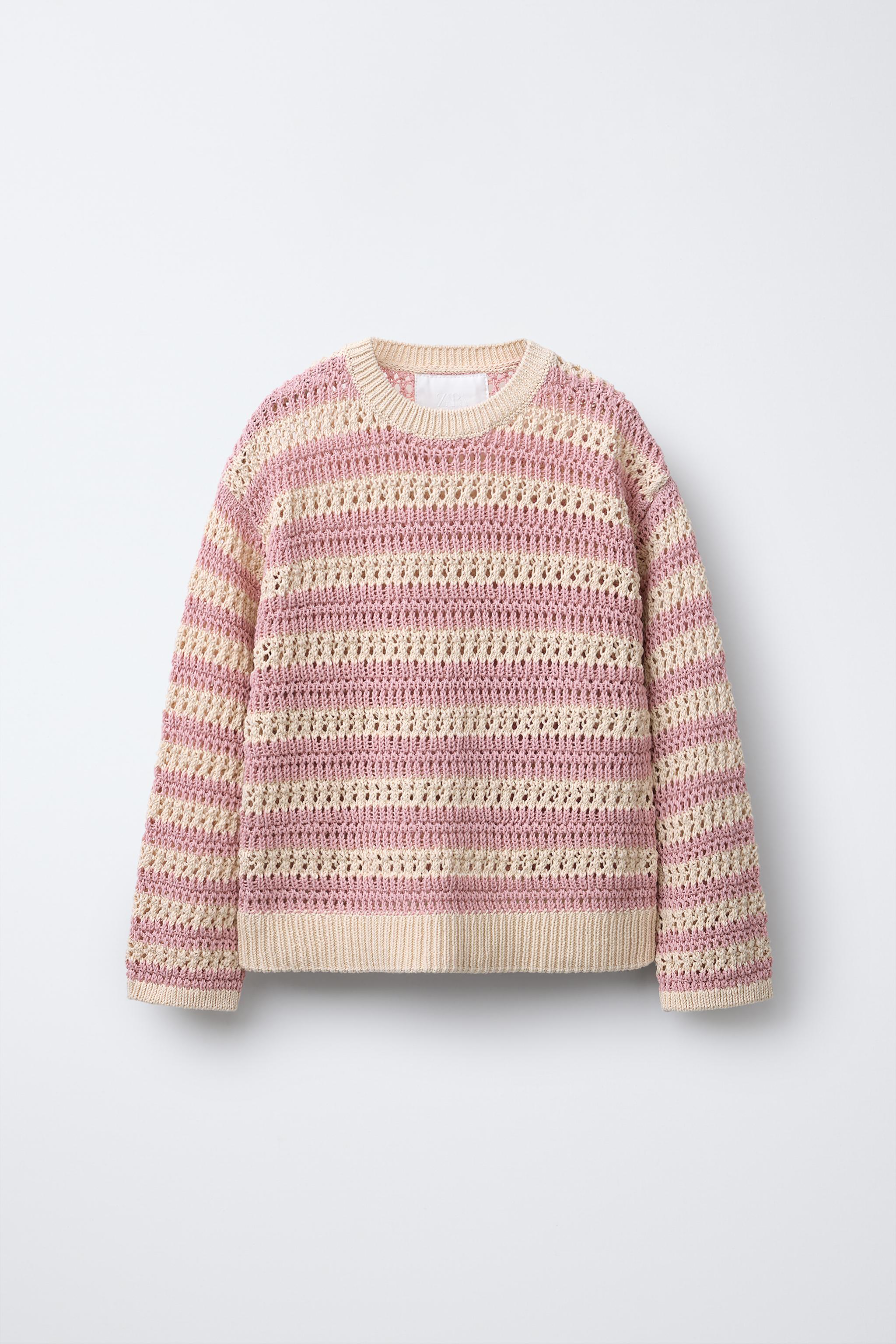 PULL EN MAILLE AJOURÉE À RAYURES