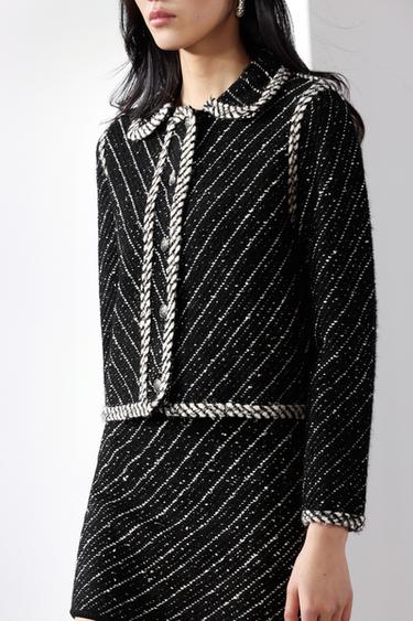 CONTRAST KNIT CARDIGAN - Black / White by Zara