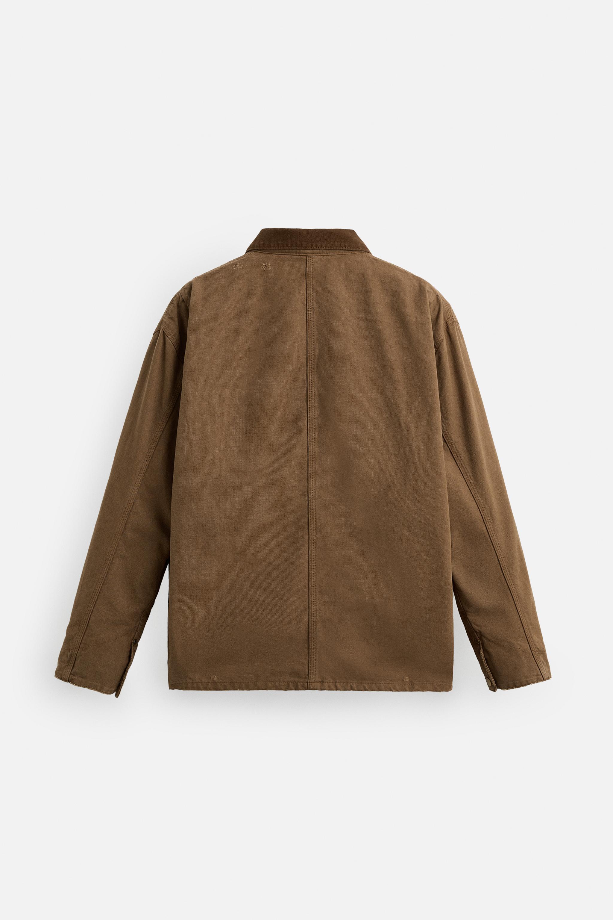 VESTE DÉLAVÉE AVEC COL EN CONTRASTE
