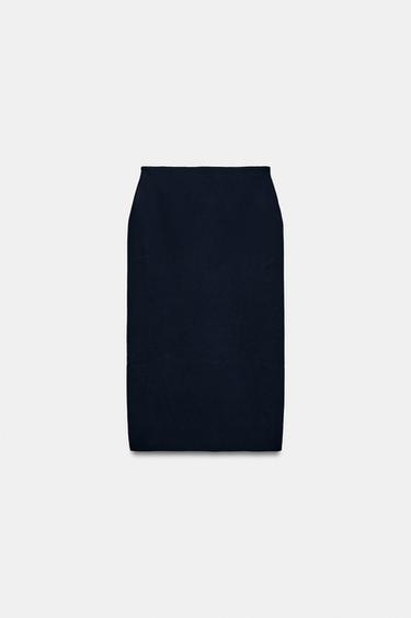 GEBREIDE MIDIROK MET ELASTISCHE TAILLE - Marineblauw van Zara