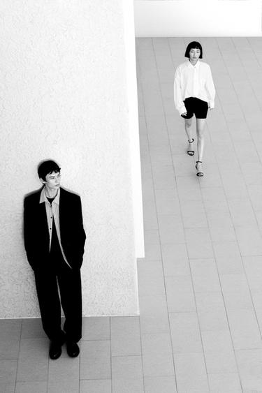 Zara 泡泡紗襯衫 - 條紋