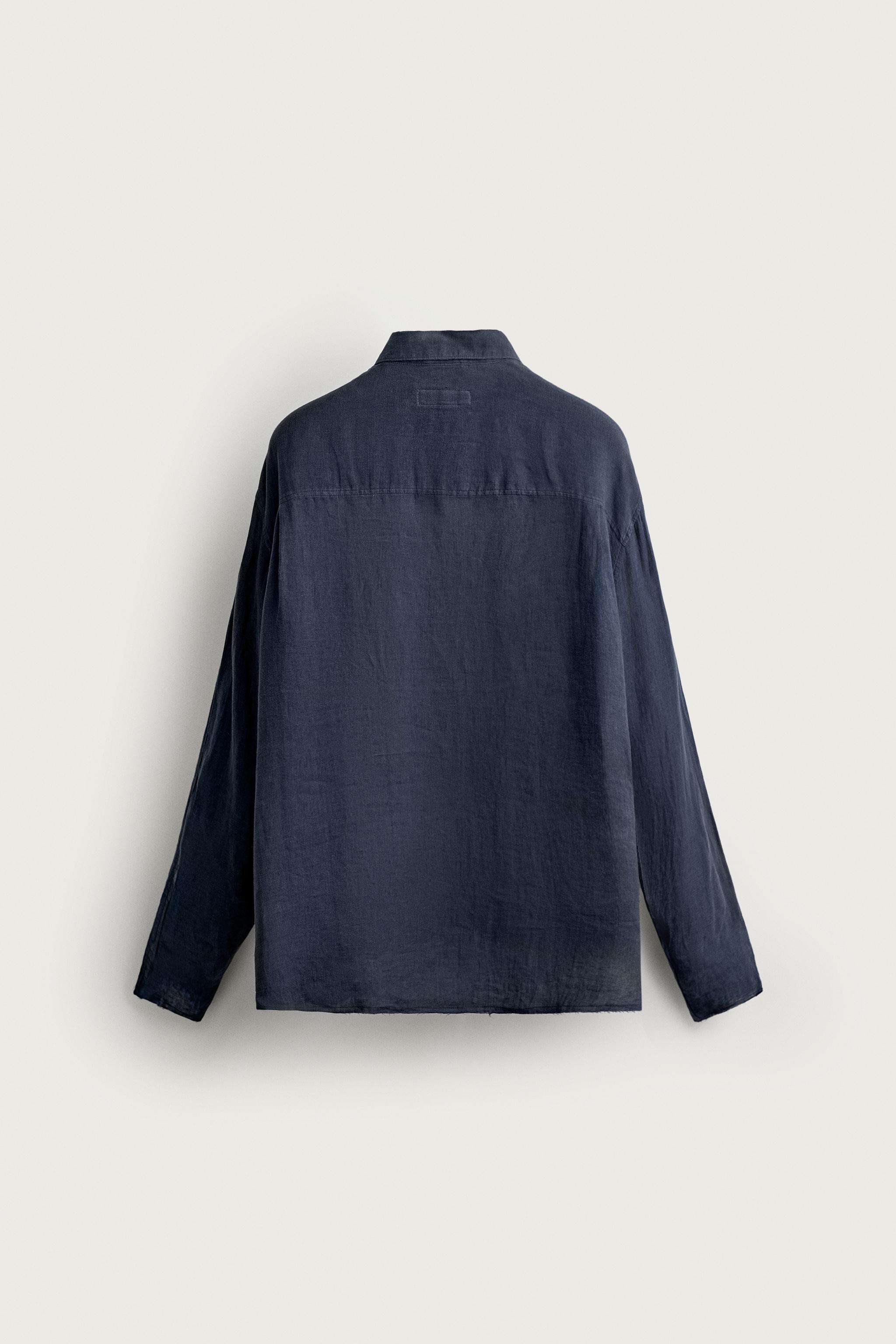 Мужские рубашки Zara LIGHTWEIGHT 100% LINEN RELAXED FIT SHIRT — фото 8