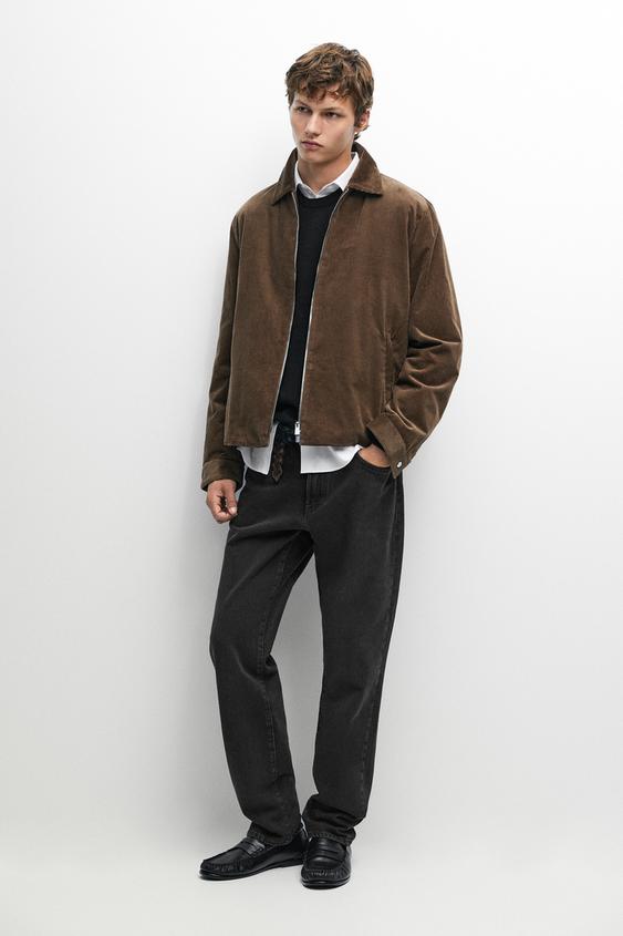 Zara Corduroy jacket with zip - Beige - Image 0