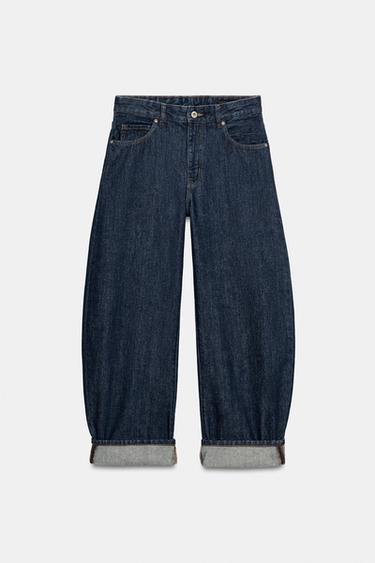 ZW COLLECTION MID-WAIST CUFFED BALLOON JEANS - Blue by Zara - Image 0