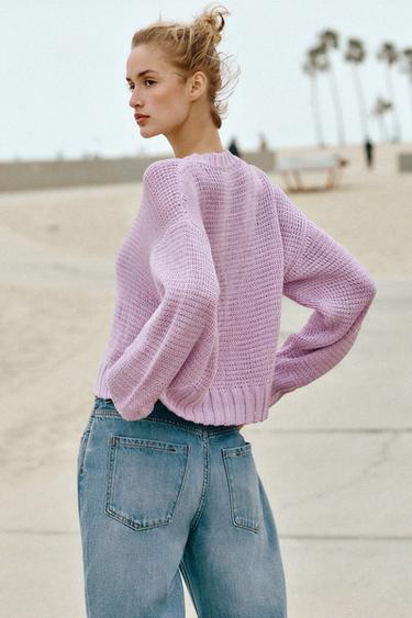 GILET EN GROSSE MAILLE - Lilas de Zara - Image 4