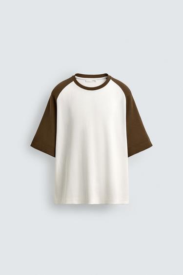 CONTRAST CHECK-TEXTURE T-SHIRT - Oyster-white by Zara