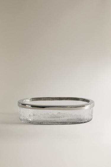 RAISED GLASS AND METAL SOAP DISH - Transparent by Zara - Image 0