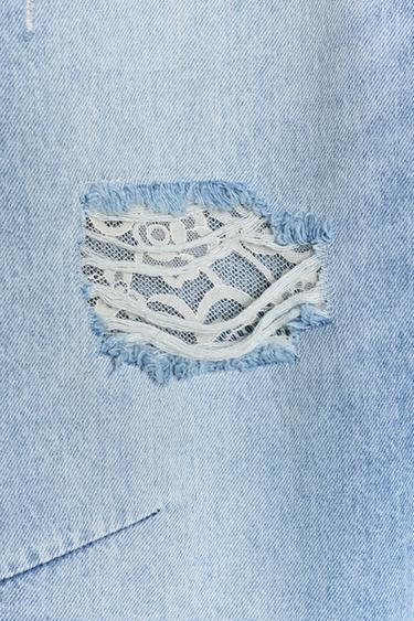 Z1975 RIPPED BAGGY JEANS WITH LACE - Mid-blue by Zara - Image 3