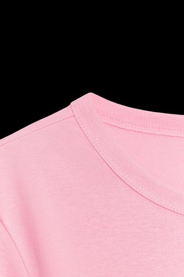 T-SHIRT WITH BACK SEAM - Chalk pink by Zara