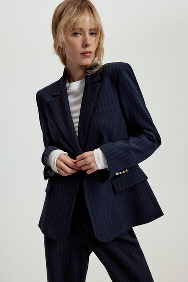 PINSTRIPE BLAZER - Navy blue by Zara