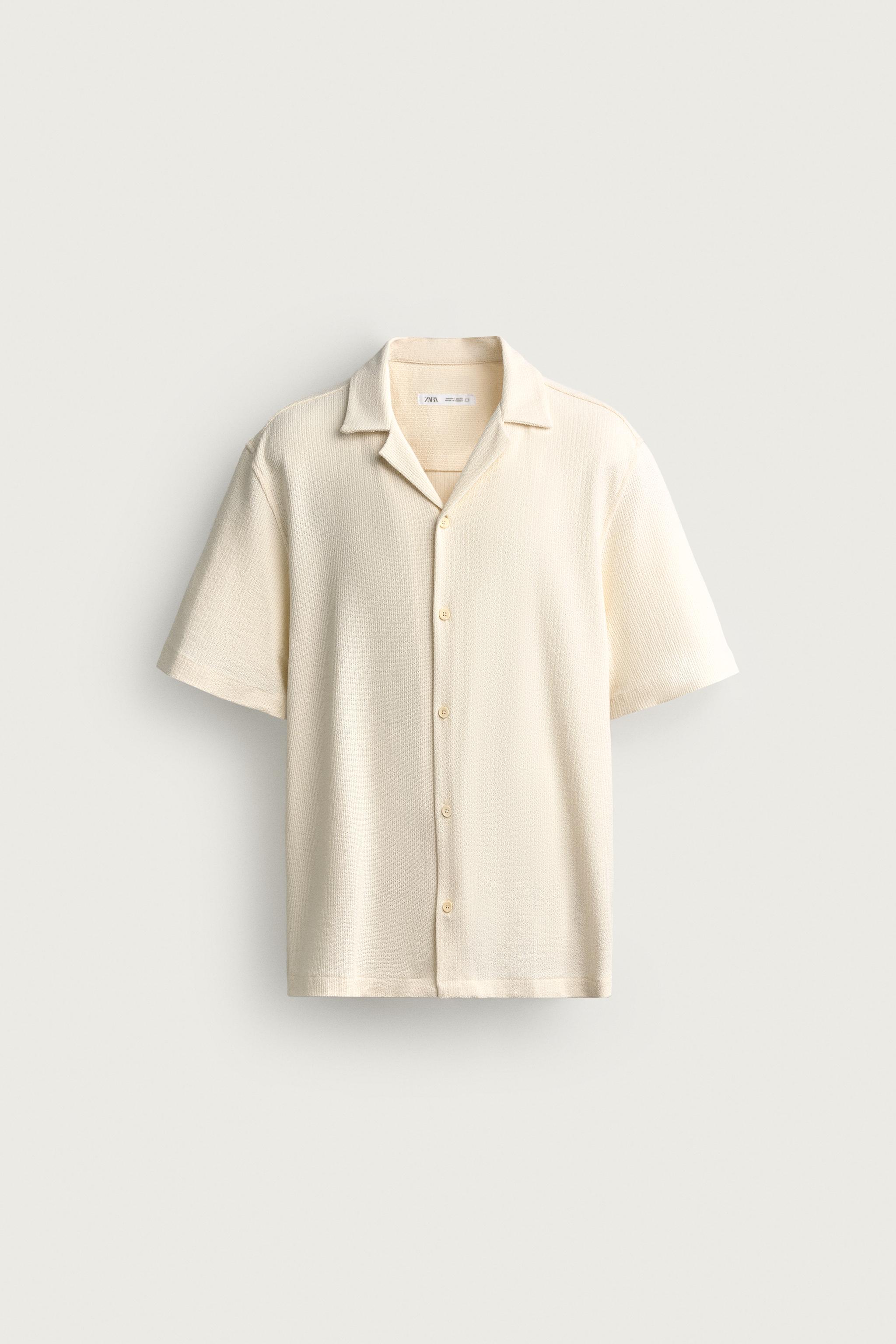 TEXTURED WEAVE SHIRT — Ecru