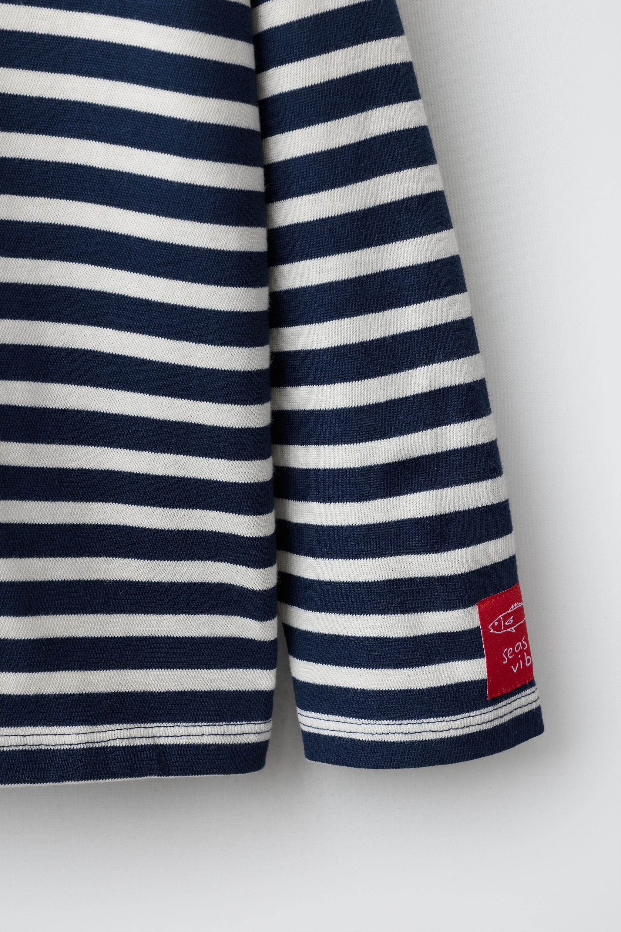 Детские футболки Zara SARDINE STRIPED T-SHIRT — фото 5