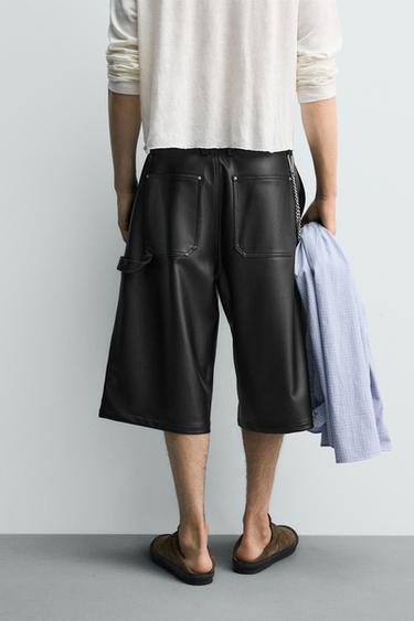 BERMUDA WIDE FIT MATIÈRE SYNTHÉTIQUE - Noir / Blanc de Zara - Image 2