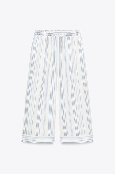 PANTALON POPELINE RAYURES ÉDITION LIMITÉE - Bleu / Blanc de Zara - Image 5